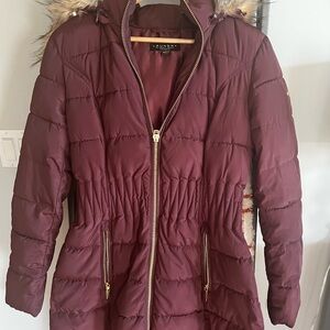 Laundry By Shelli Segal Women's Maroon Puffer Jacket